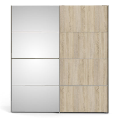 Cote | Furniture Verona Wardrobe, Sliding Doors + 5 Shelves (180cm) - Oak with Mirror Doors Verona, Wardrobes 7037528231