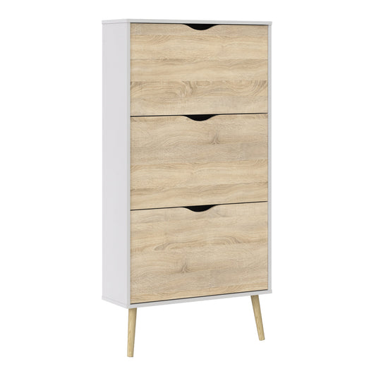 Cote | Furniture Oslo Shoe Storage, 3 Drawer - White & Oak Oslo, Shoe Storage 7044107449ak