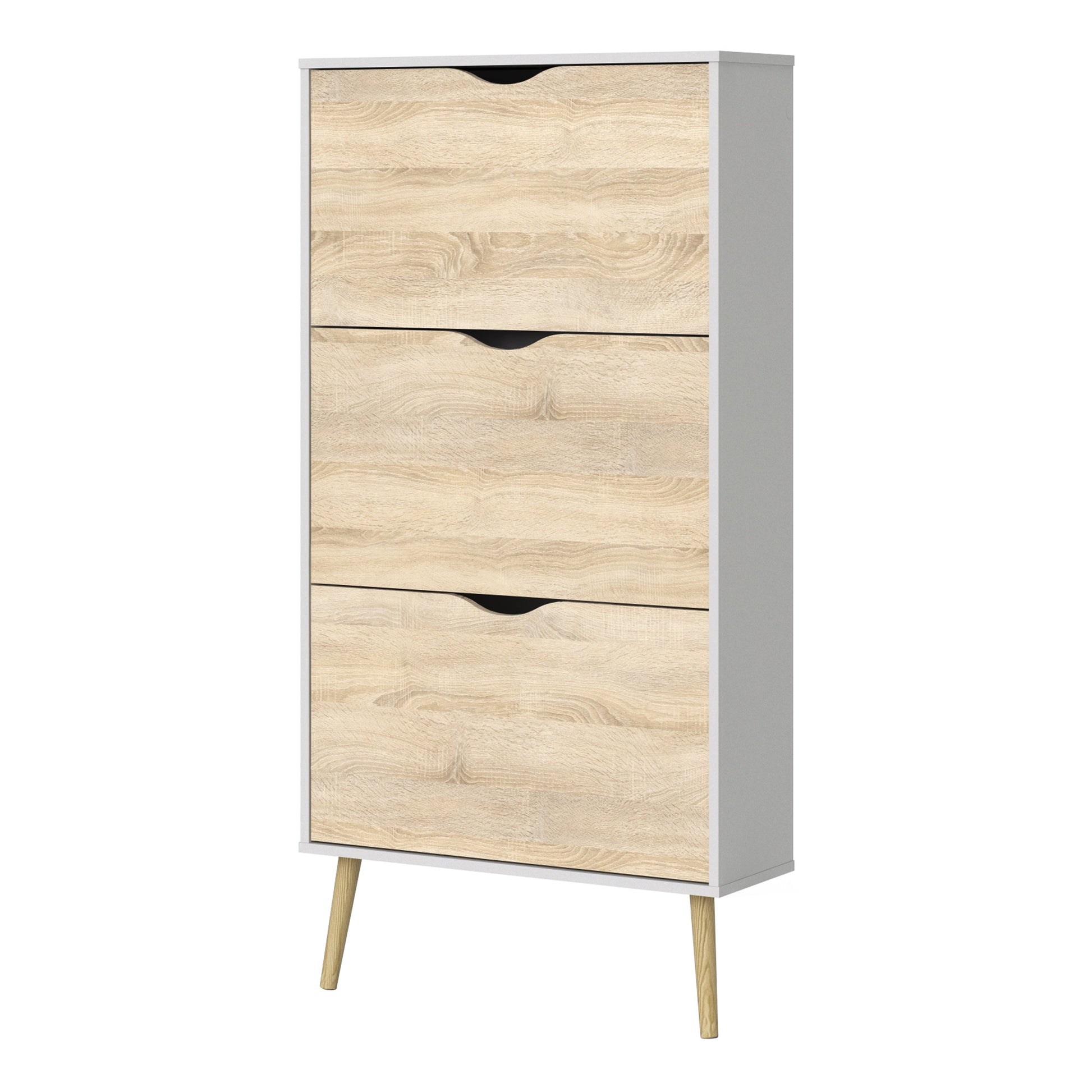 Cote | Furniture Oslo Shoe Storage, 3 Drawer - White & Oak Oslo, Shoe Storage 7044107449ak