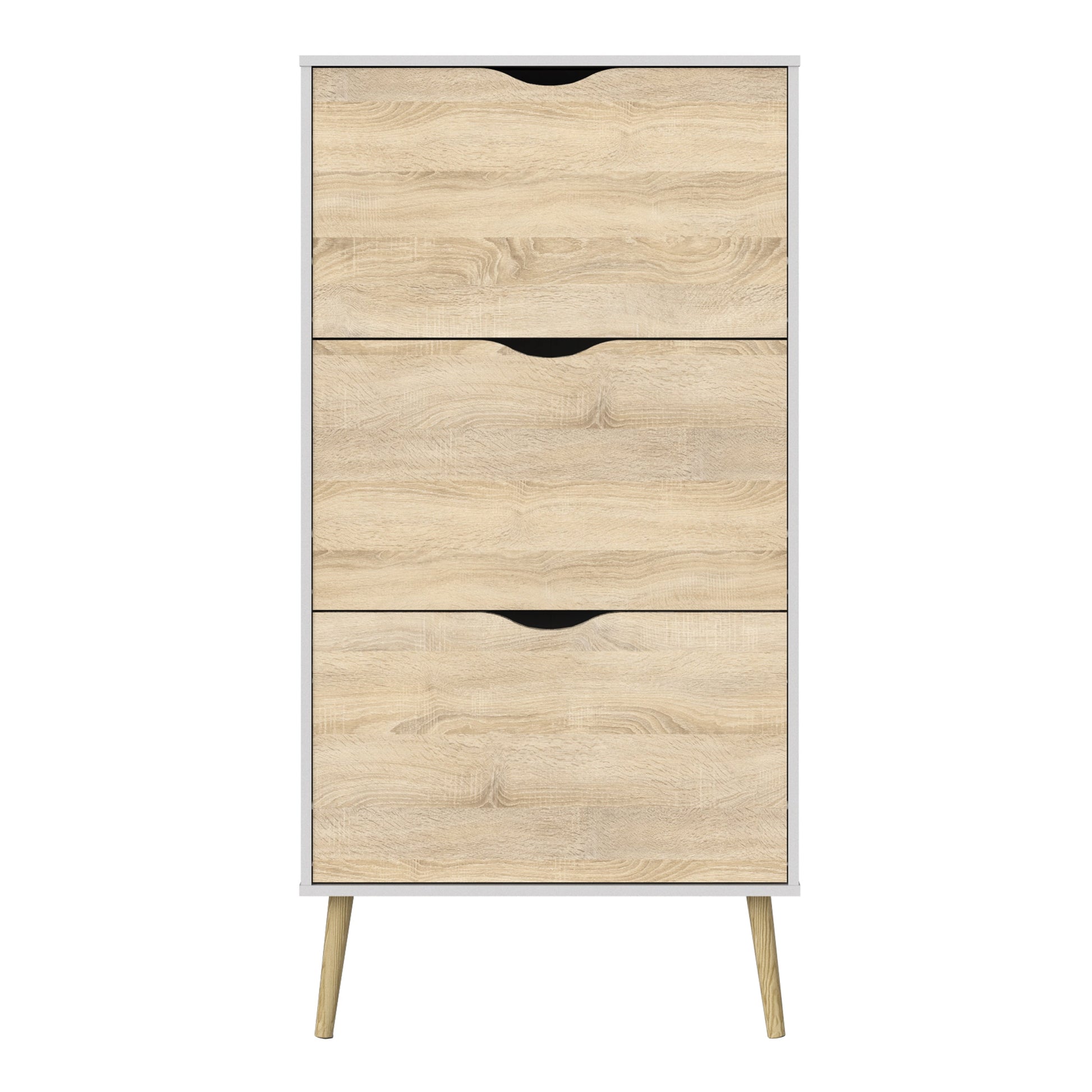 Cote | Furniture Oslo Shoe Storage, 3 Drawer - White & Oak Oslo, Shoe Storage 7044107449ak