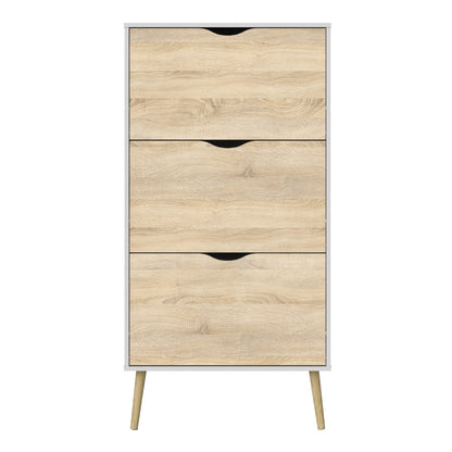 Cote | Furniture Oslo Shoe Storage, 3 Drawer - White & Oak Oslo, Shoe Storage 7044107449ak