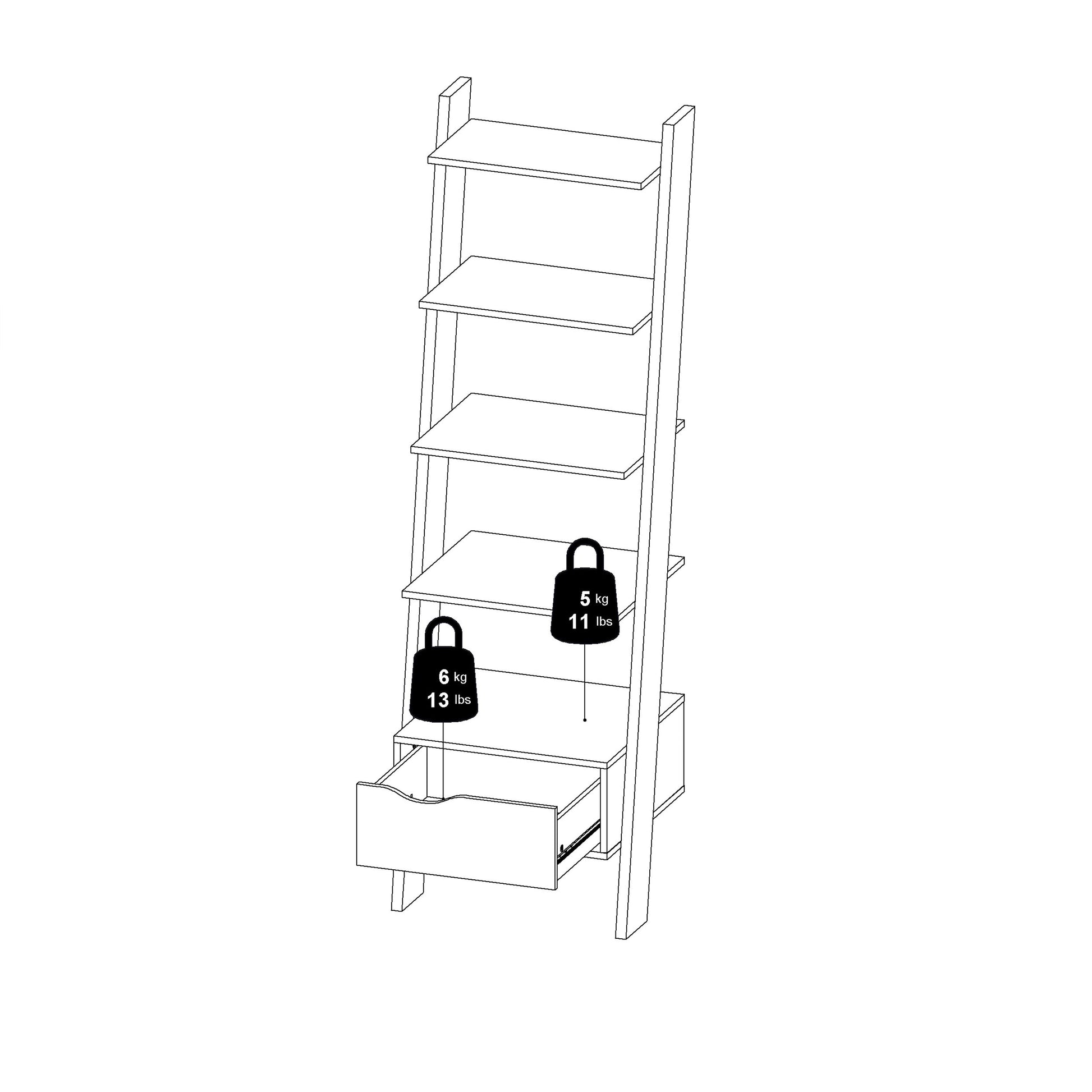 Cote | Furniture Oslo Bookcase, Leaning 1 Drawer - White & Oak Oslo, Bookcases 7047538549ak