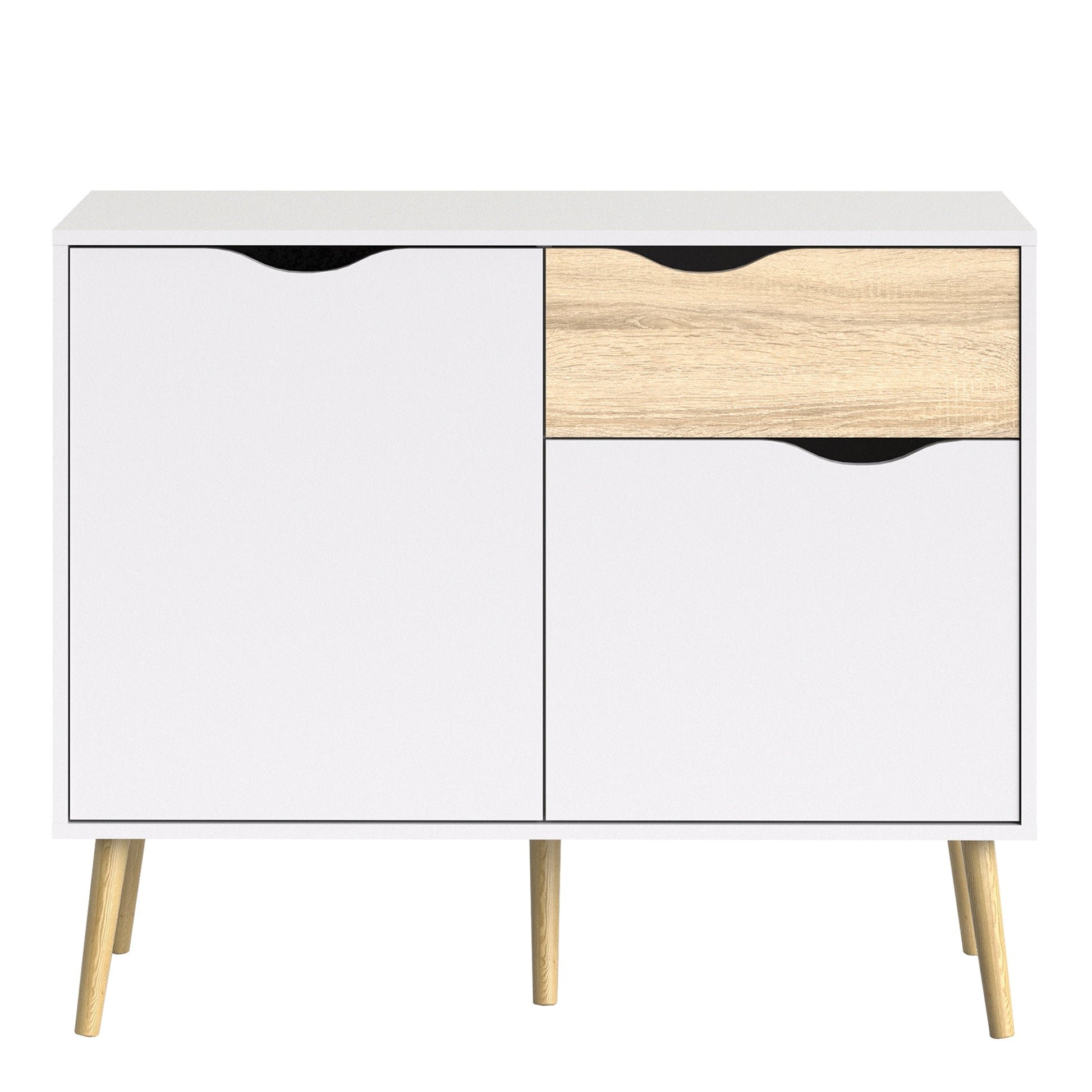 Cote | Furniture Oslo Sideboard, Small 1 Drawer + 2 Door - White & Oak Oslo, Sideboards 7047538749ak