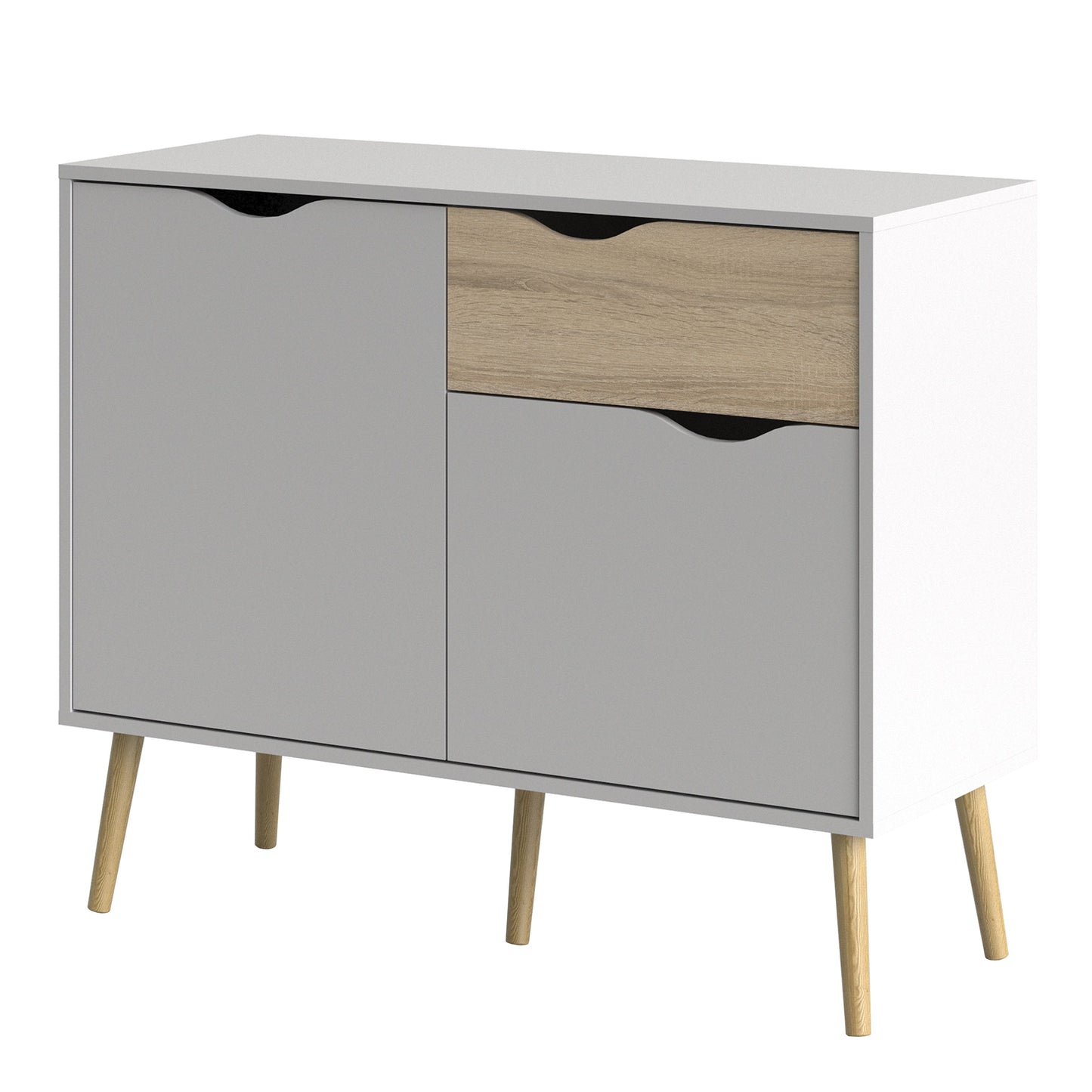 Cote | Furniture Oslo Sideboard, Small 1 Drawer + 2 Door - White & Oak Oslo, Sideboards 7047538749ak