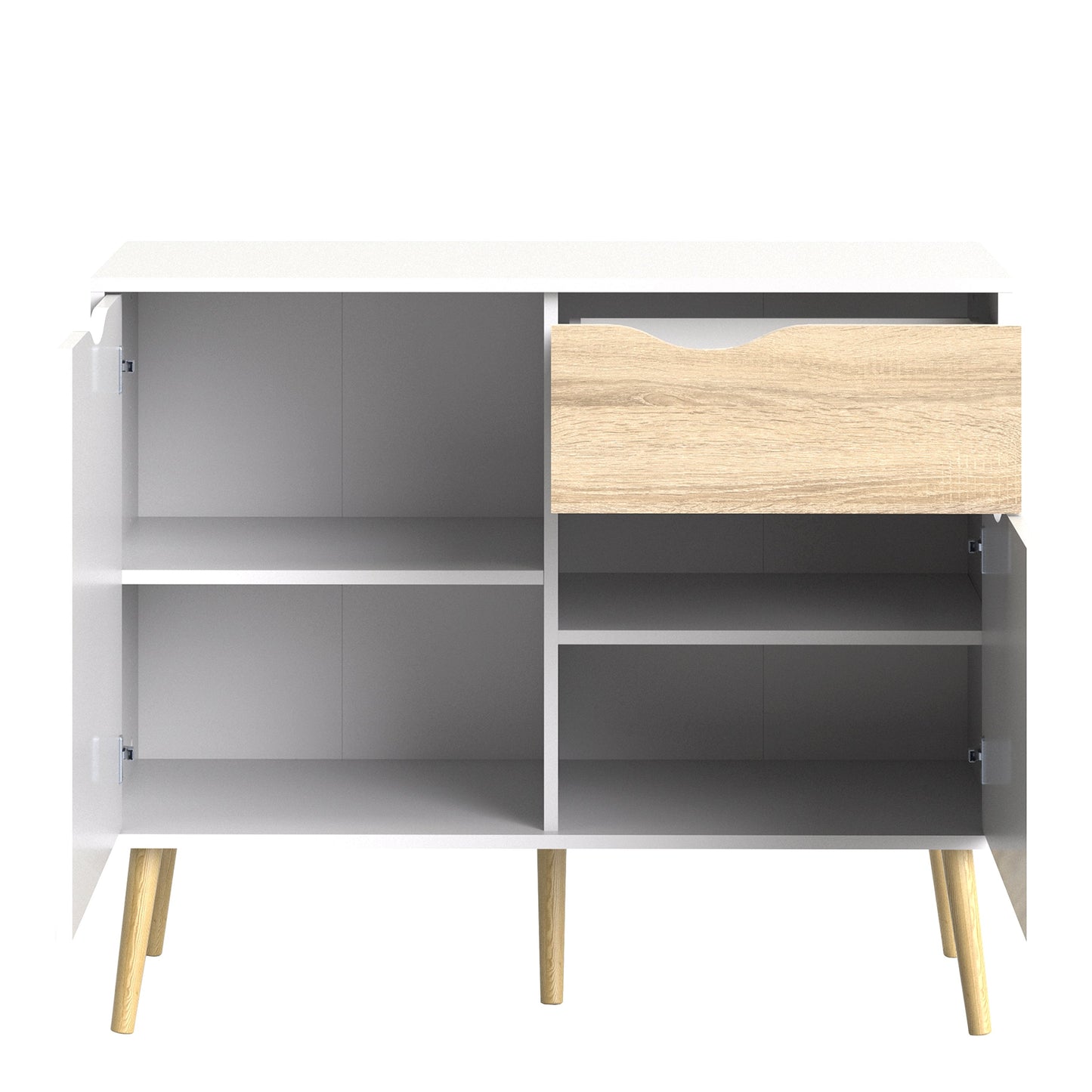 Cote | Furniture Oslo Sideboard, Small 1 Drawer + 2 Door - White & Oak Oslo, Sideboards 7047538749ak