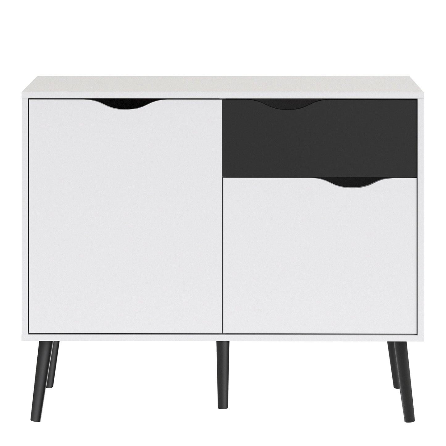 Cote | Furniture Oslo Sideboard, Small 1 Drawer + 2 Door - White & Black Oslo, Sideboards 7047538749gm