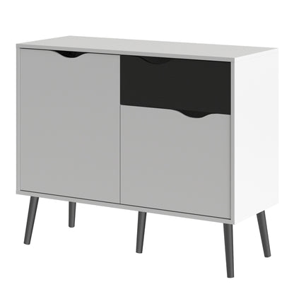 Cote | Furniture Oslo Sideboard, Small 1 Drawer + 2 Door - White & Black Oslo, Sideboards 7047538749gm