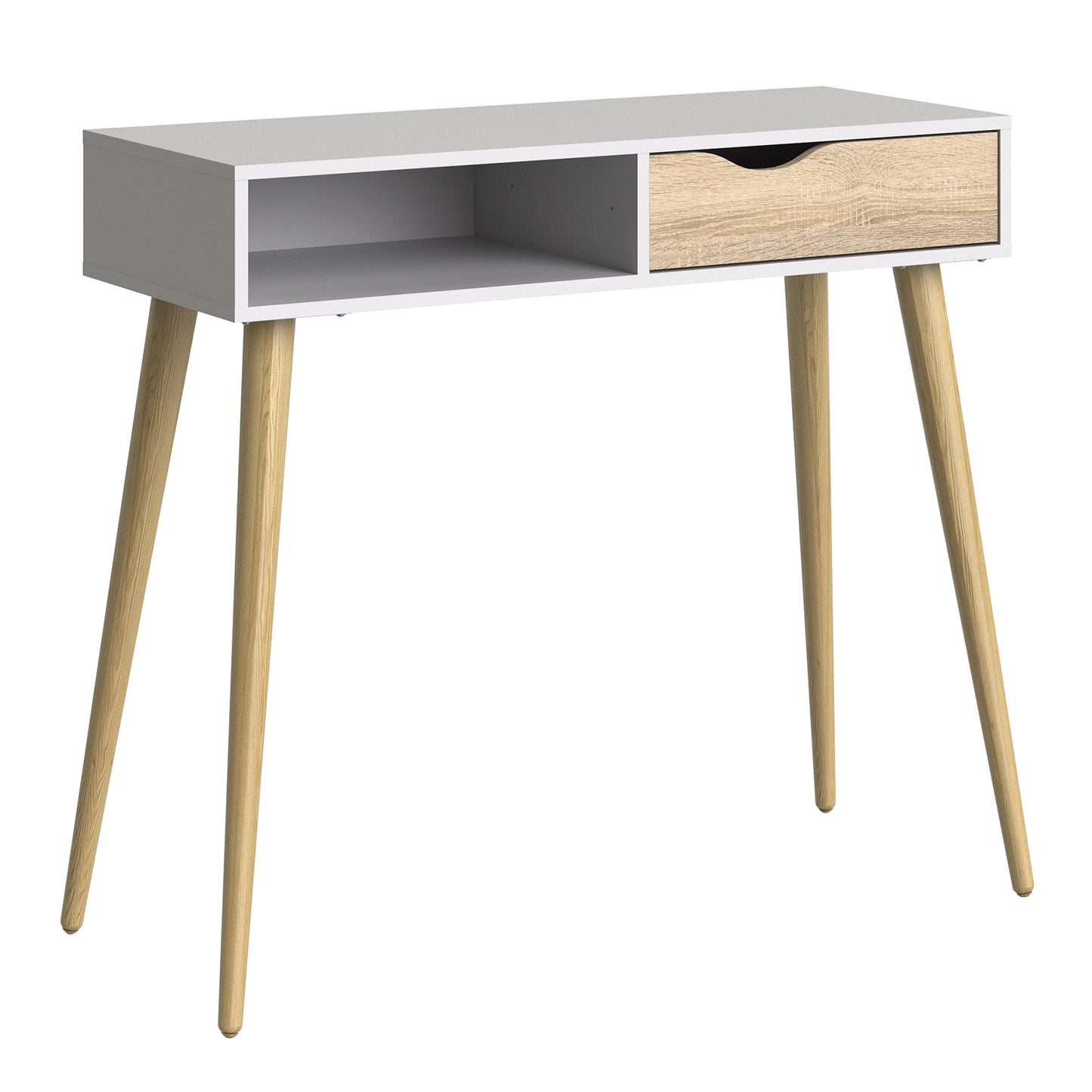 Cote | Furniture Oslo Console Table, 1 Drawer + 1 Shelf - White & Oak Oslo, Console Tables 7047538849ak