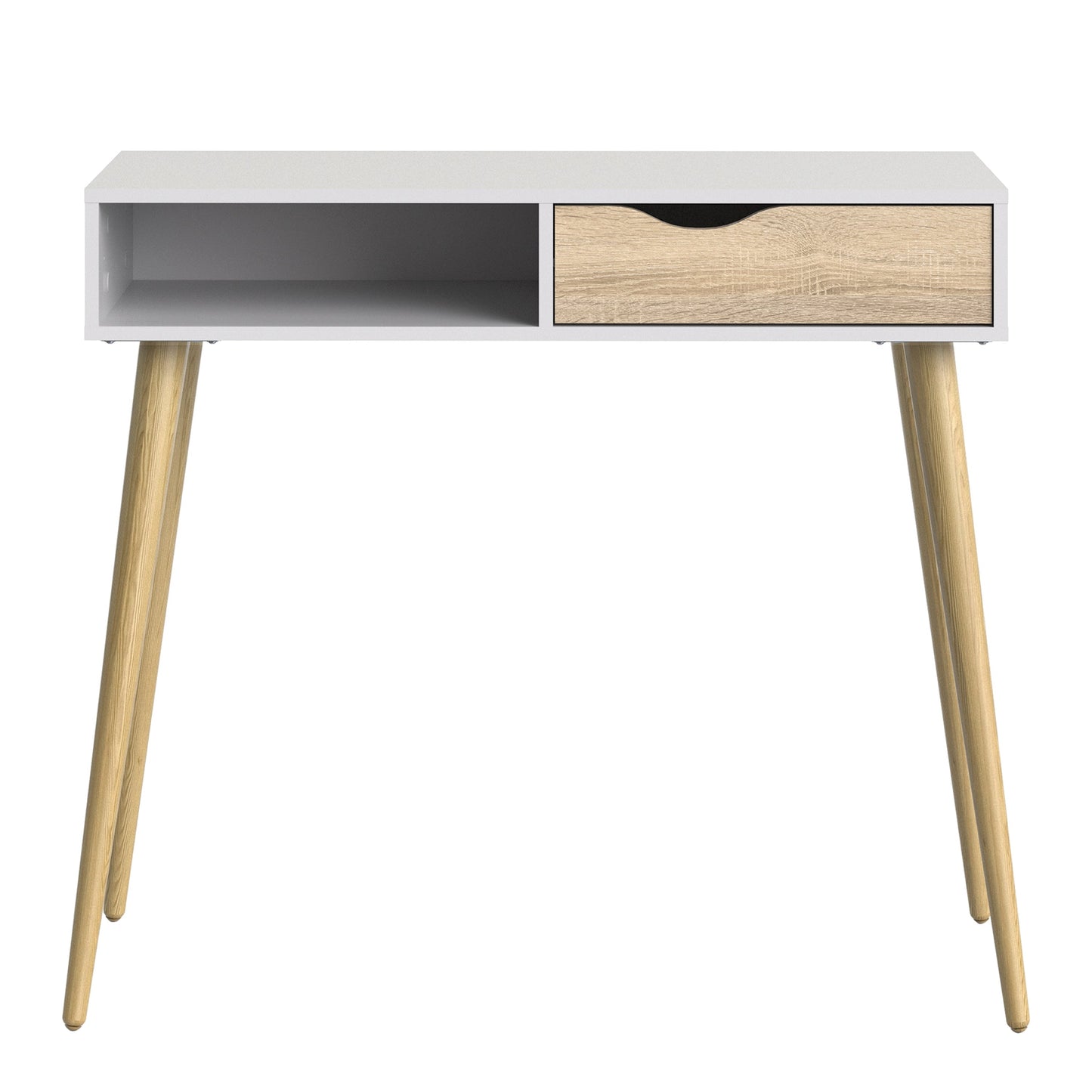 Cote | Furniture Oslo Console Table, 1 Drawer + 1 Shelf - White & Oak Oslo, Console Tables 7047538849ak