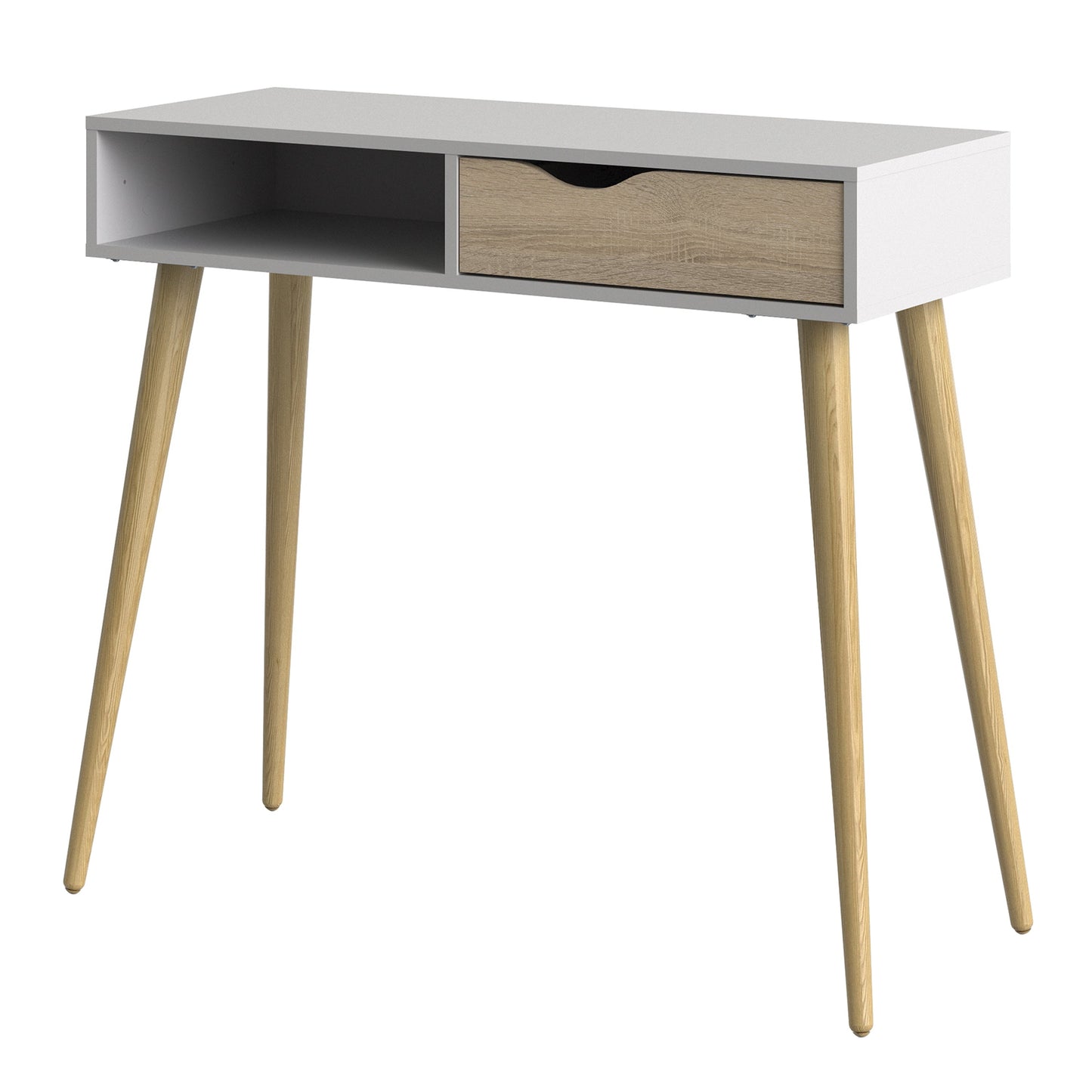 Cote | Furniture Oslo Console Table, 1 Drawer + 1 Shelf - White & Oak Oslo, Console Tables 7047538849ak