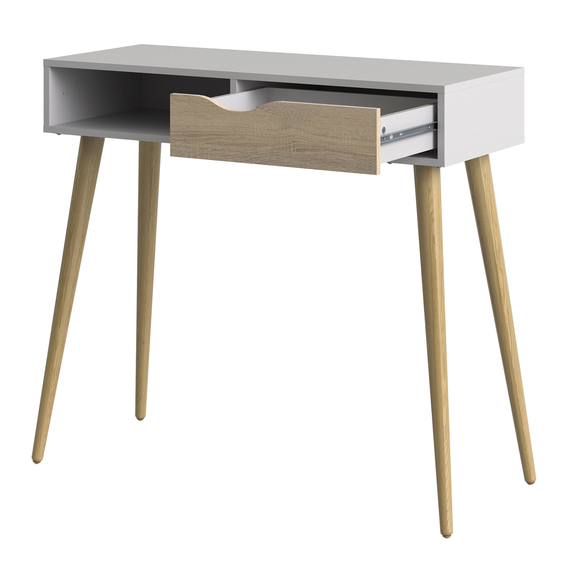 Cote | Furniture Oslo Console Table, 1 Drawer + 1 Shelf - White & Oak Oslo, Console Tables 7047538849ak