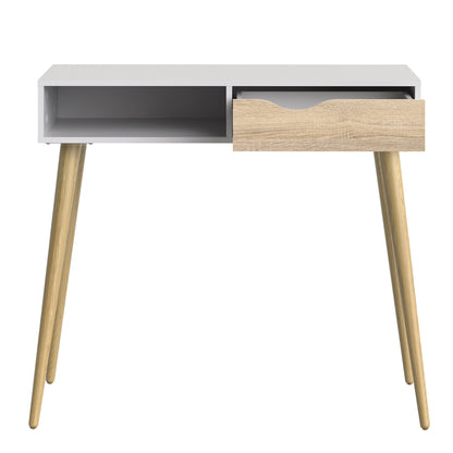 Cote | Furniture Oslo Console Table, 1 Drawer + 1 Shelf - White & Oak Oslo, Console Tables 7047538849ak