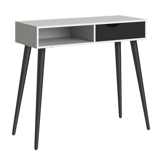 Cote | Furniture Oslo Console Table, 1 Drawer + 1 Shelf - White & Black Oslo, Console Tables 7047538849gm