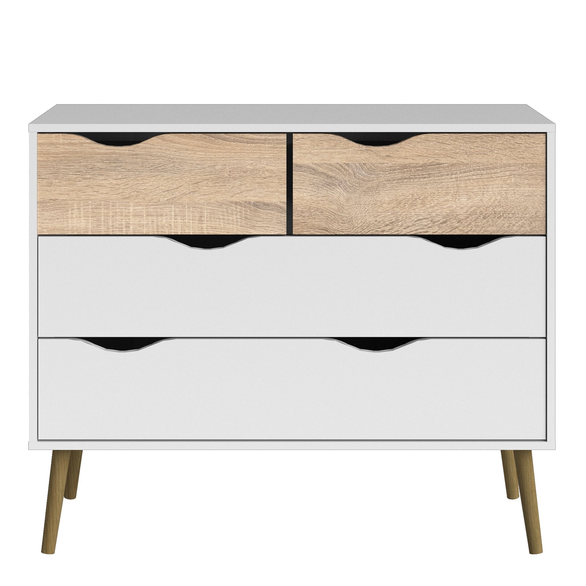 Cote | Furniture Oslo Chest of Drawers, 4 Drawer (2+2) - White & Oak Oslo, Chest of Drawers 7047539549ak