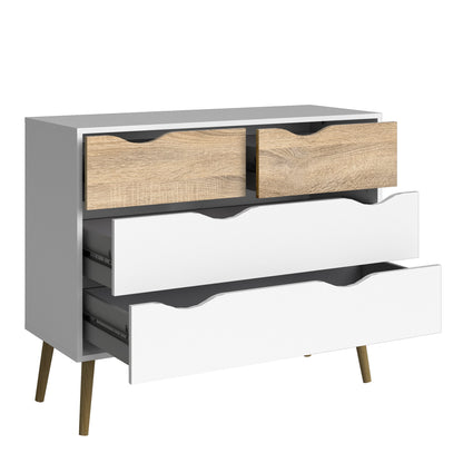 Cote | Furniture Oslo Chest of Drawers, 4 Drawer (2+2) - White & Oak Oslo, Chest of Drawers 7047539549ak