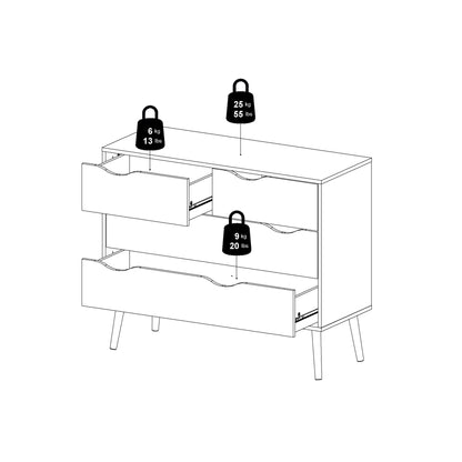 Cote | Furniture Oslo Chest of Drawers, 4 Drawer (2+2) - Black & Oak Oslo, Chest of Drawers 70475395gmak