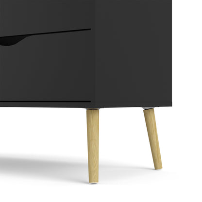 Cote | Furniture Oslo Chest of Drawers, 4 Drawer (2+2) - Black & Oak Oslo, Chest of Drawers 70475395gmak