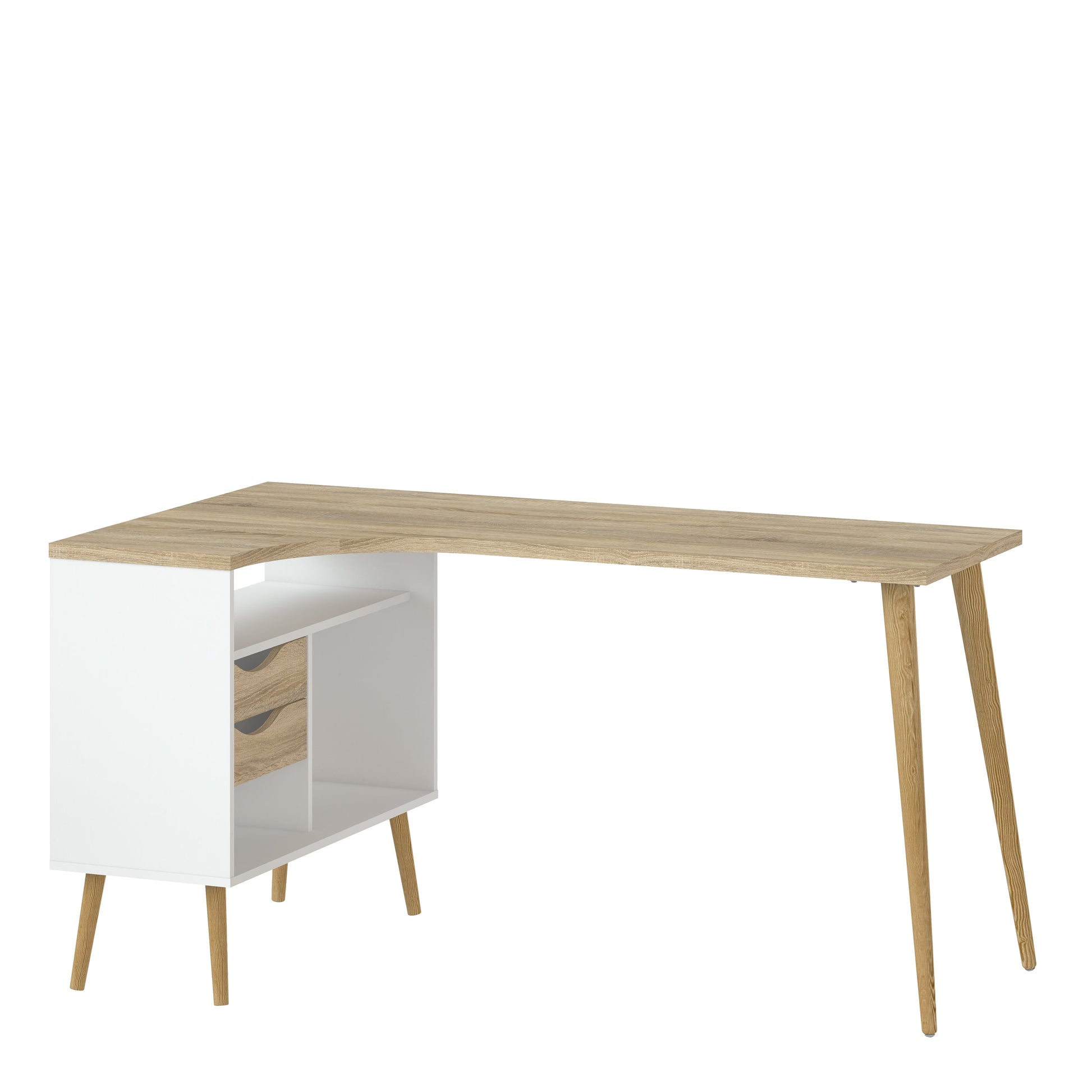 Cote | Furniture Oslo Desk, 2 Drawers - White & Oak Oslo, Dressing Tables & Desks 7047545049ak