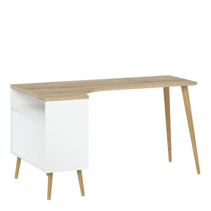 Cote | Furniture Oslo Desk, 2 Drawers - White & Oak Oslo, Dressing Tables & Desks 7047545049ak