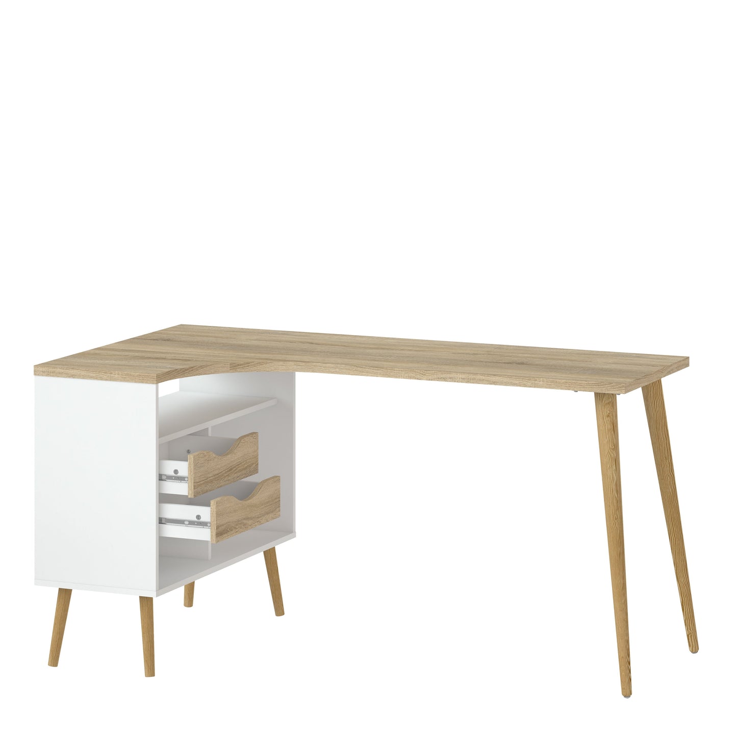 Cote | Furniture Oslo Desk, 2 Drawers - White & Oak Oslo, Dressing Tables & Desks 7047545049ak