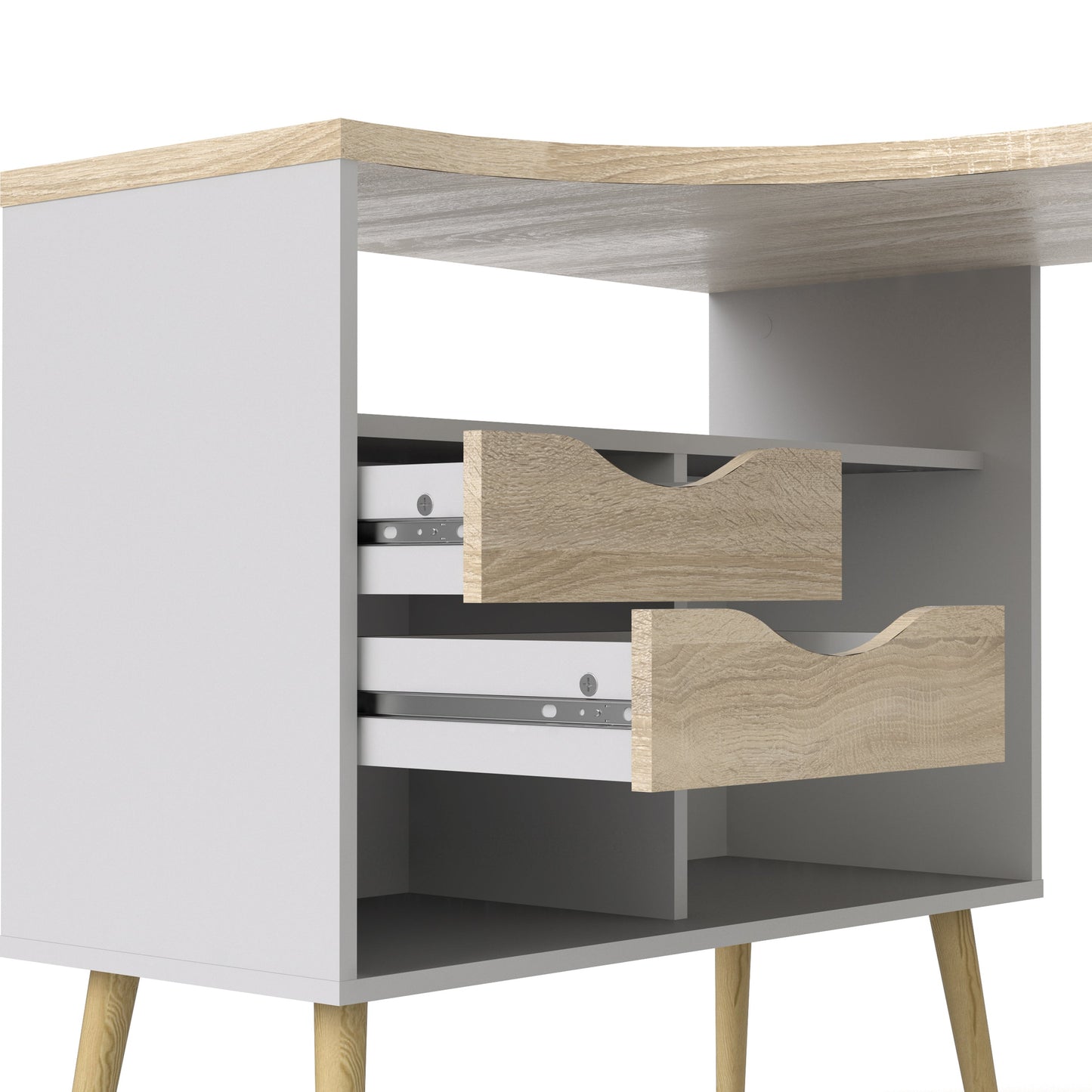 Cote | Furniture Oslo Desk, 2 Drawers - White & Oak Oslo, Dressing Tables & Desks 7047545049ak