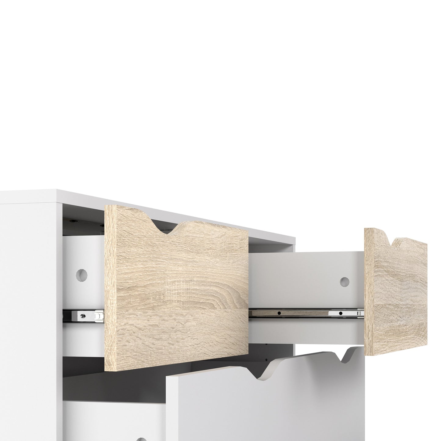 Cote | Furniture Oslo Chest of Drawers, 5 Drawer (2+3) - White & Oak Oslo, Chest of Drawers 7047545649ak