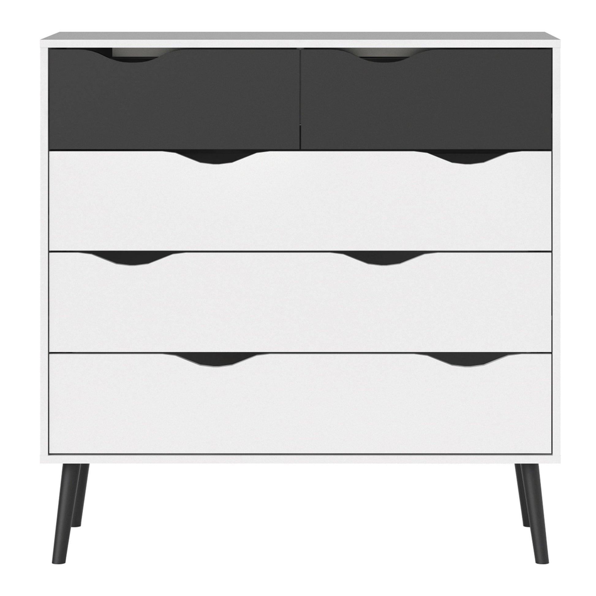 Cote | Furniture Oslo Chest of Drawers, 5 Drawer (2+3) - White & Black Oslo, Chest of Drawers 7047545649gm