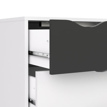 Cote | Furniture Oslo Chest of Drawers, 5 Drawer (2+3) - White & Black Oslo, Chest of Drawers 7047545649gm