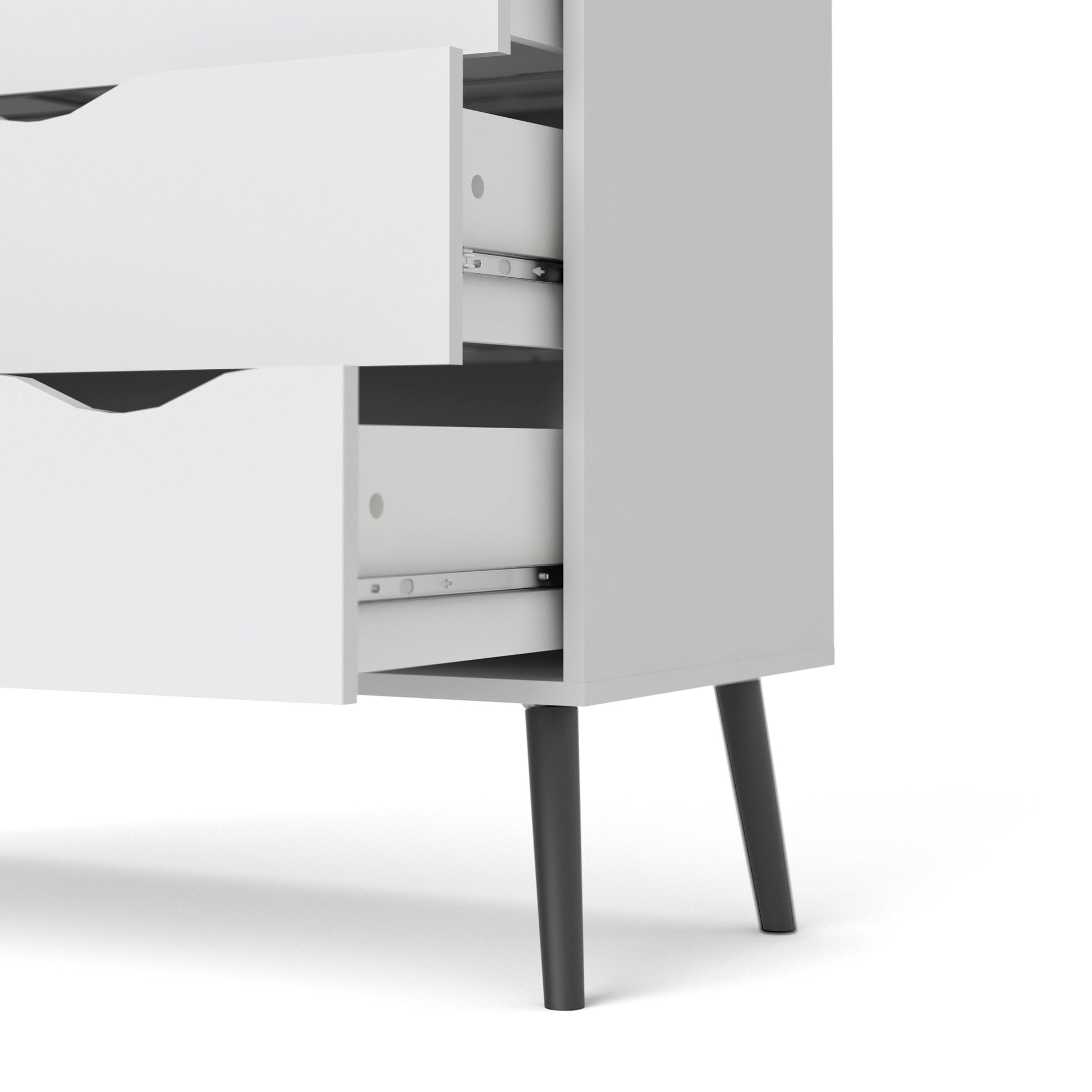 Cote | Furniture Oslo Chest of Drawers, 5 Drawer (2+3) - White & Black Oslo, Chest of Drawers 7047545649gm