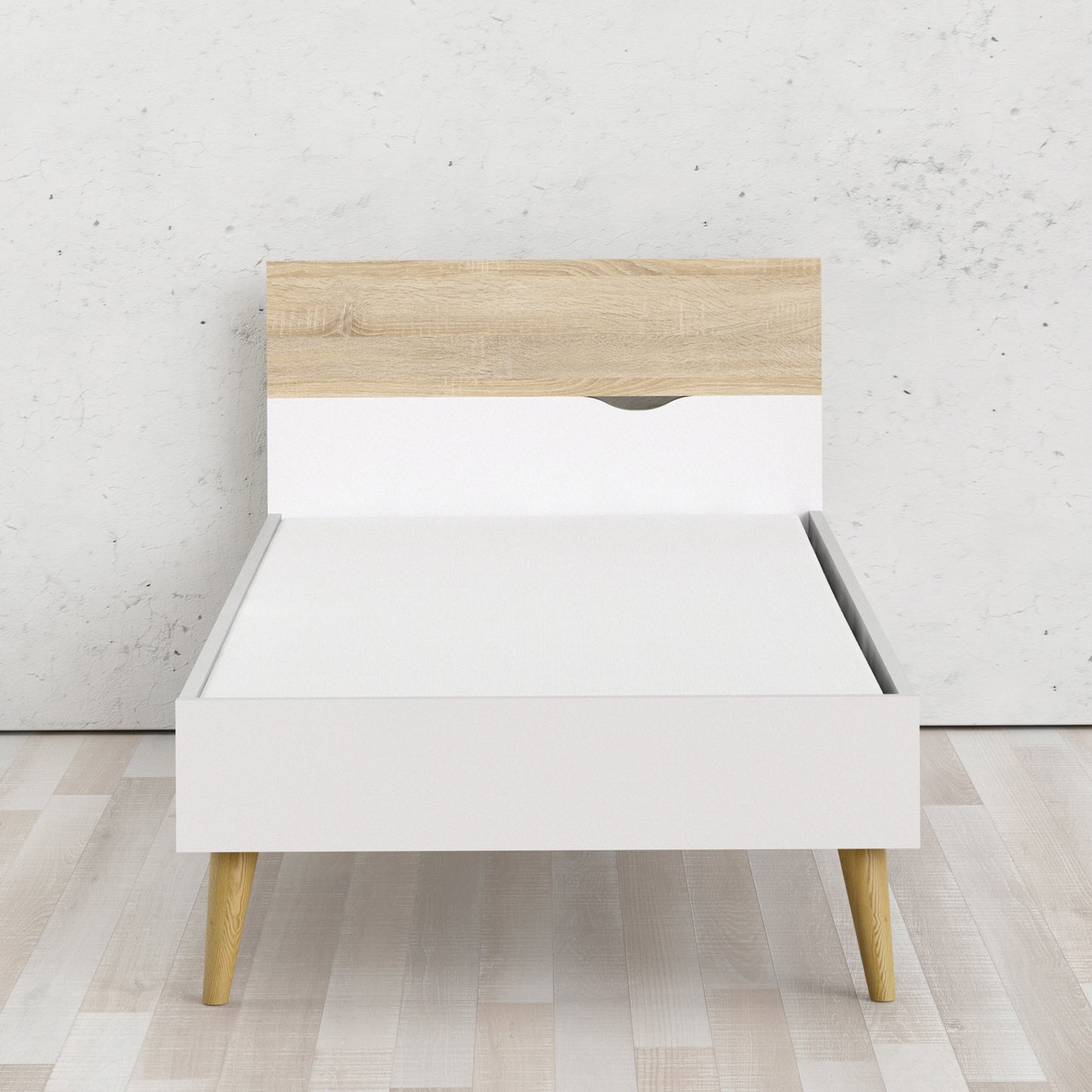 Cote | Furniture Oslo Single Bed (Euro) - White & Oak Oslo, Beds 7047580149AK