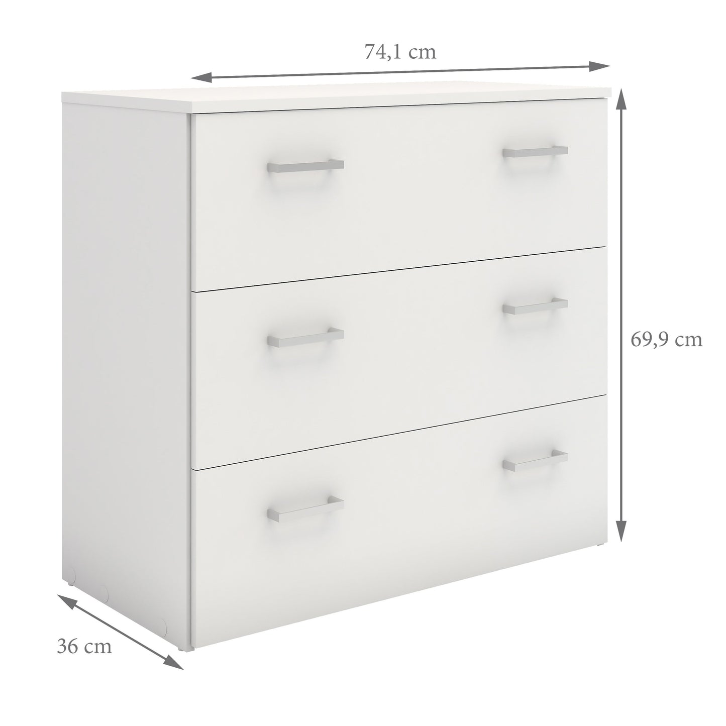 Cote | Furniture Space Chest of Drawers, 3 Drawer - White Space, Chest of Drawers 705704214949