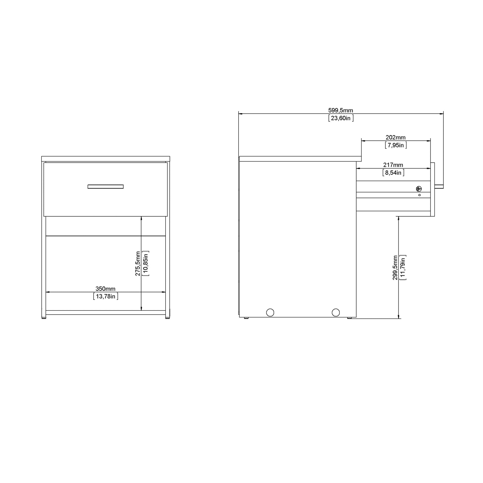 Cote | Furniture Space Bedside Table, 1 Drawer - Oak Space, Bedside Tables 70570423akak