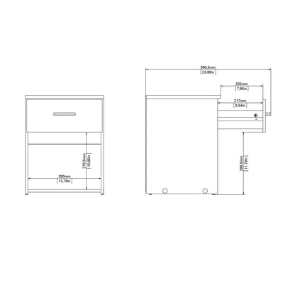 Cote | Furniture Space Bedside Table, 1 Drawer - Oak Space, Bedside Tables 70570423akak