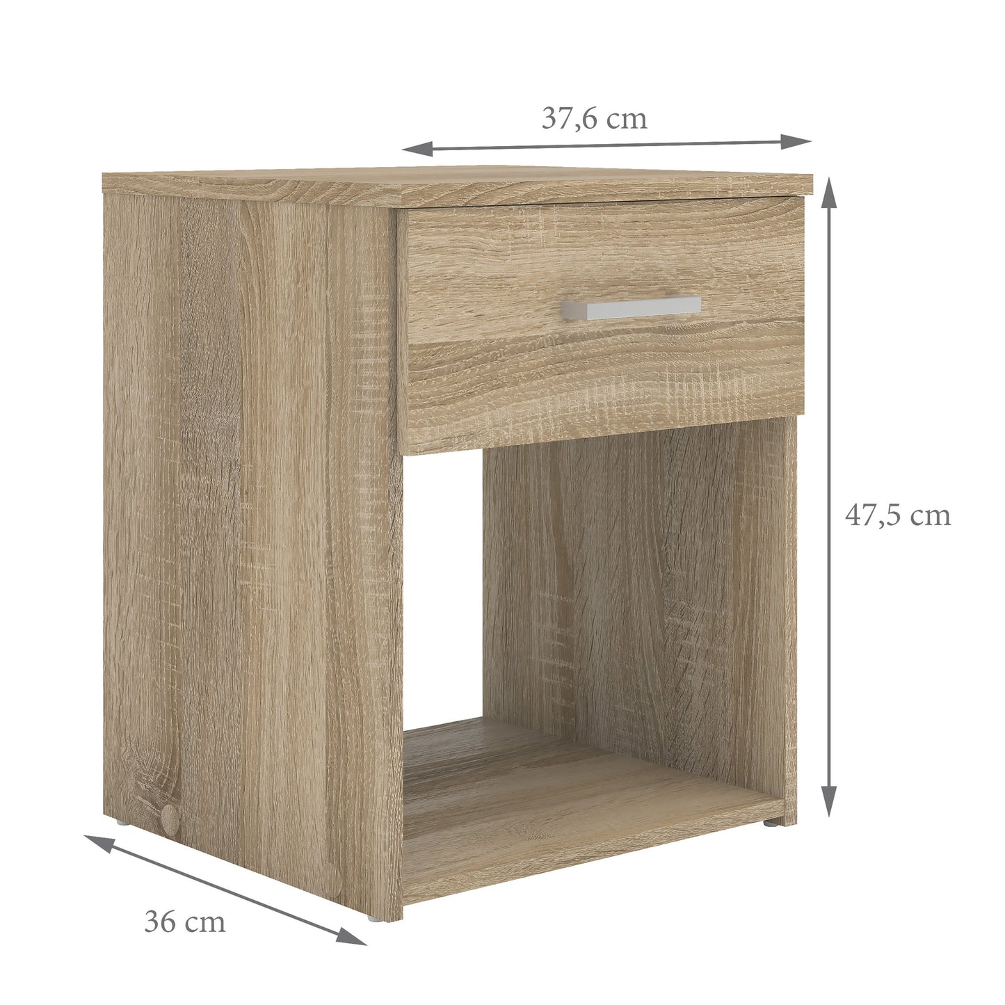 Cote | Furniture Space Bedside Table, 1 Drawer - Oak Space, Bedside Tables 70570423akak