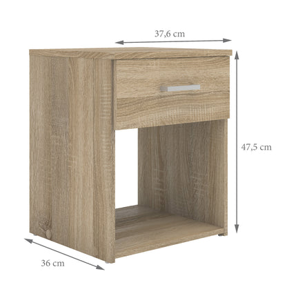 Cote | Furniture Space Bedside Table, 1 Drawer - Oak Space, Bedside Tables 70570423akak