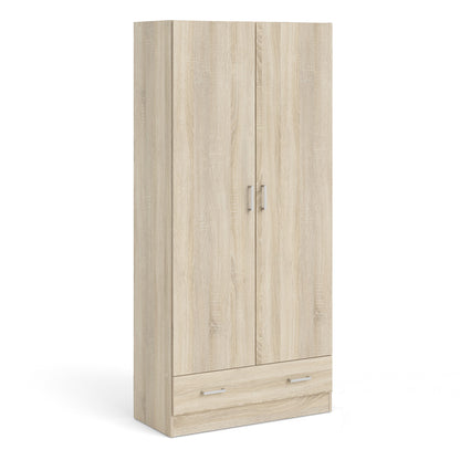 Cote | Furniture Space 3 Piece Bedroom Set - Bedside Table, Chest and 2 Door 1 Drawers Wardrobe - Oak Space, BUNDLE 705akakp1