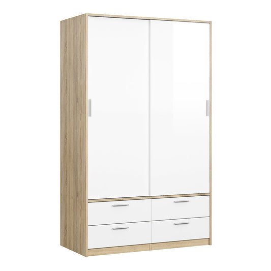 Cote | Furniture Line Wardrobe, 2 Door + 4 Drawer - Oak & White Line, Wardrobes 70674321akuu