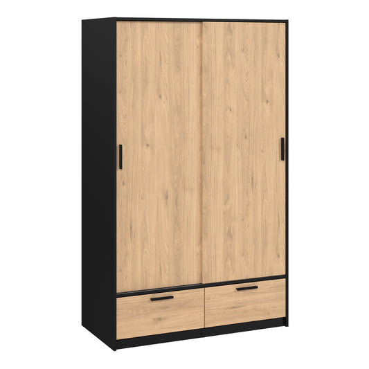 Cote | Furniture Line Wardrobe, 2 Door + 2 Drawer - Black & Oak Line, Wardrobes 70674324gmhl