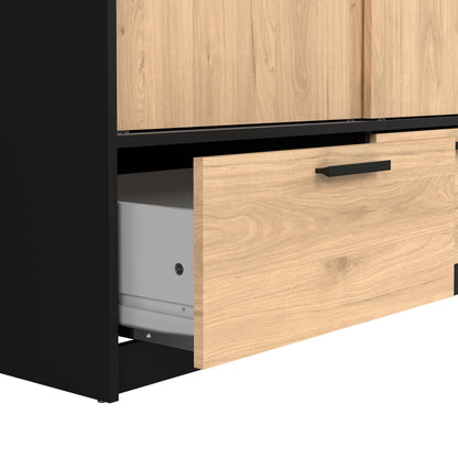 Cote | Furniture Line Wardrobe, 2 Door + 2 Drawer - Black & Oak Line, Wardrobes 70674324gmhl