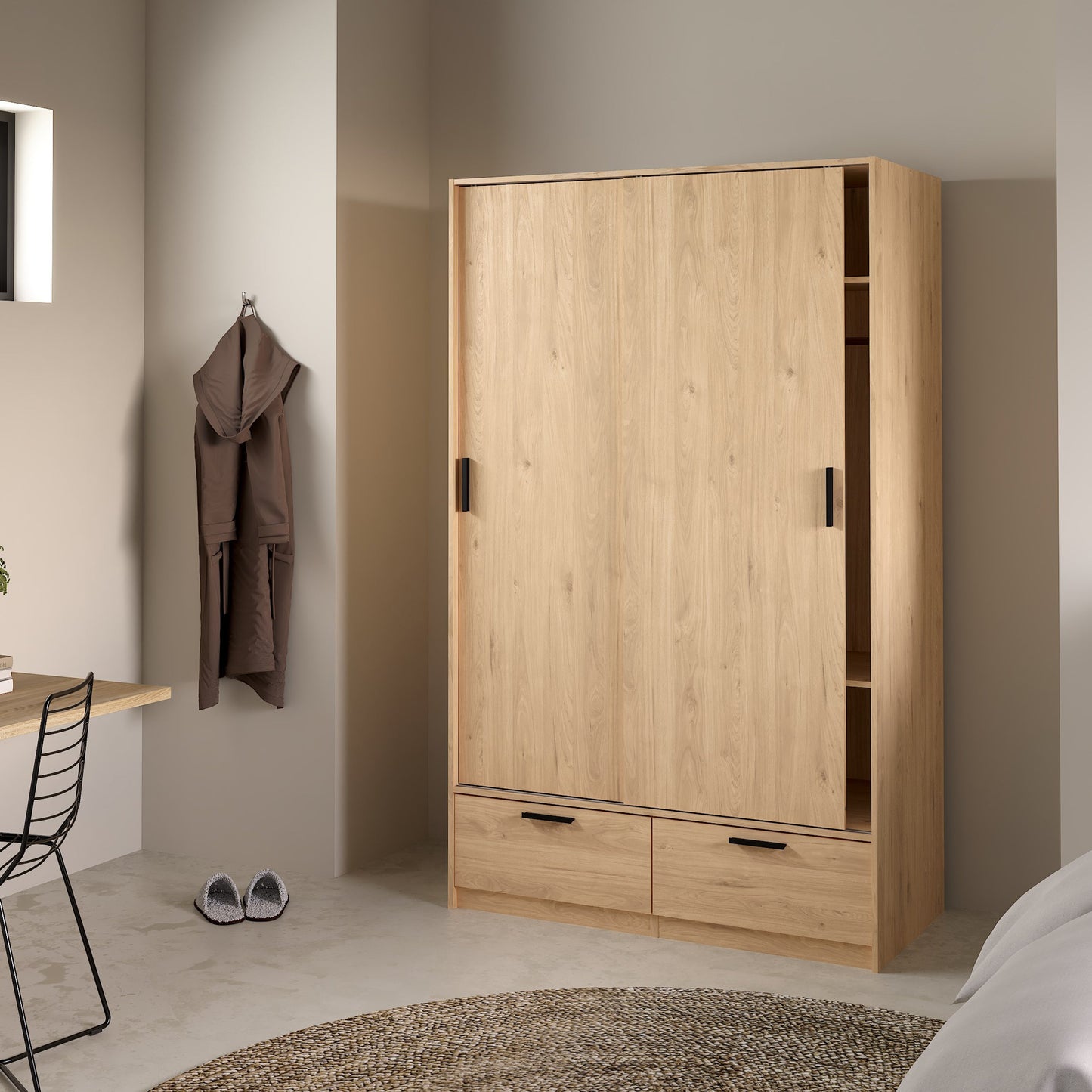 Cote | Furniture Line Wardrobe, 2 Door + 2 Drawer - Oak Line, Wardrobes 70674324hlhl