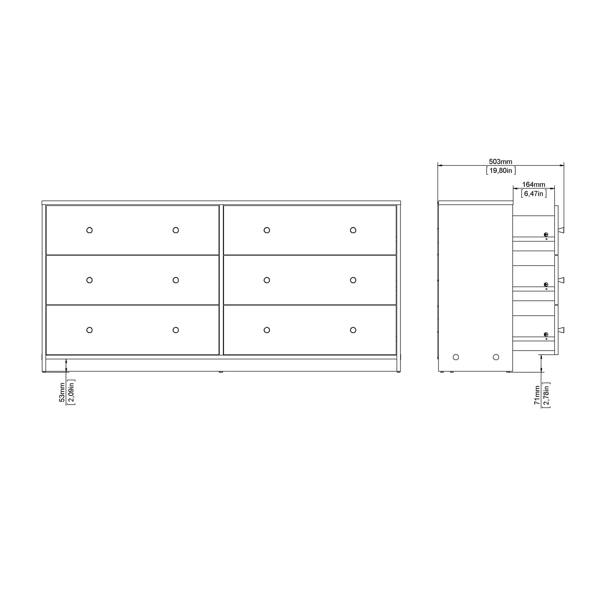 Cote | Furniture May Chest of Drawers, Dresser, 6 Drawer (3+3) - Black May, Chest of Drawers 708703288686