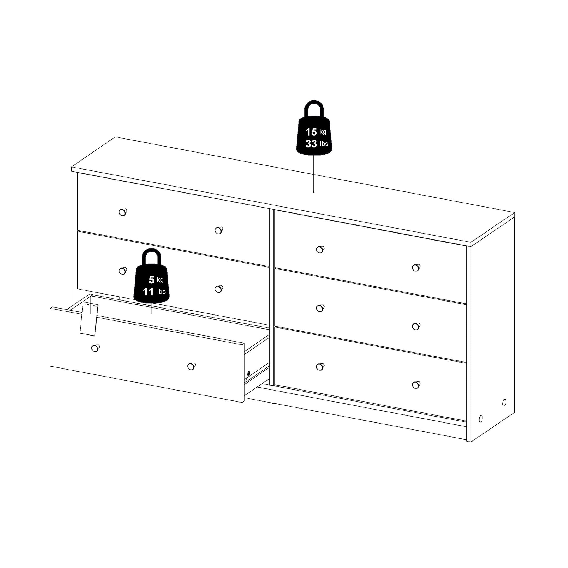 Cote | Furniture May Chest of Drawers, Dresser, 6 Drawer (3+3) - Black May, Chest of Drawers 708703288686