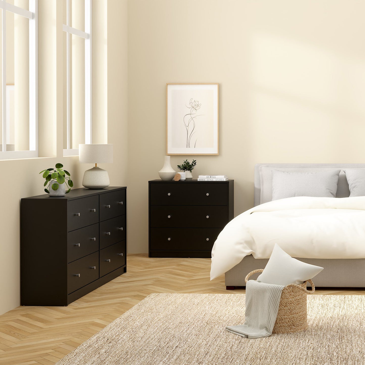 Cote | Furniture May Chest of Drawers, Dresser, 6 Drawer (3+3) - Black May, Chest of Drawers 708703288686