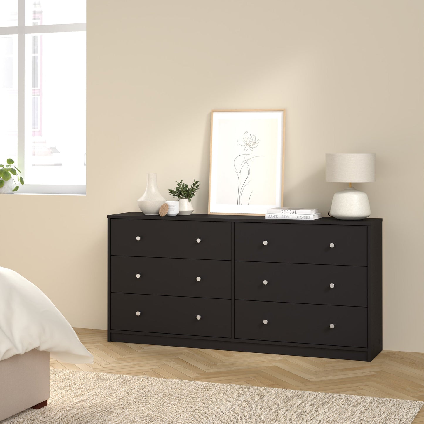 Cote | Furniture May Chest of Drawers, Dresser, 6 Drawer (3+3) - Black May, Chest of Drawers 708703288686