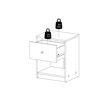 Cote | Furniture May Bedside Table, 1 Drawer - White May, Bedside Tables 7087033149