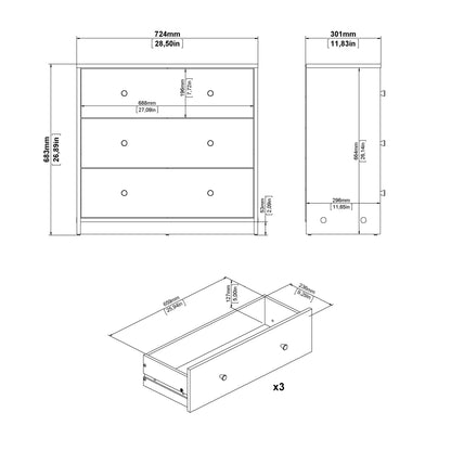 Cote | Furniture May Chest of Drawers, 3 Drawer - White May, Chest of Drawers 7087033249