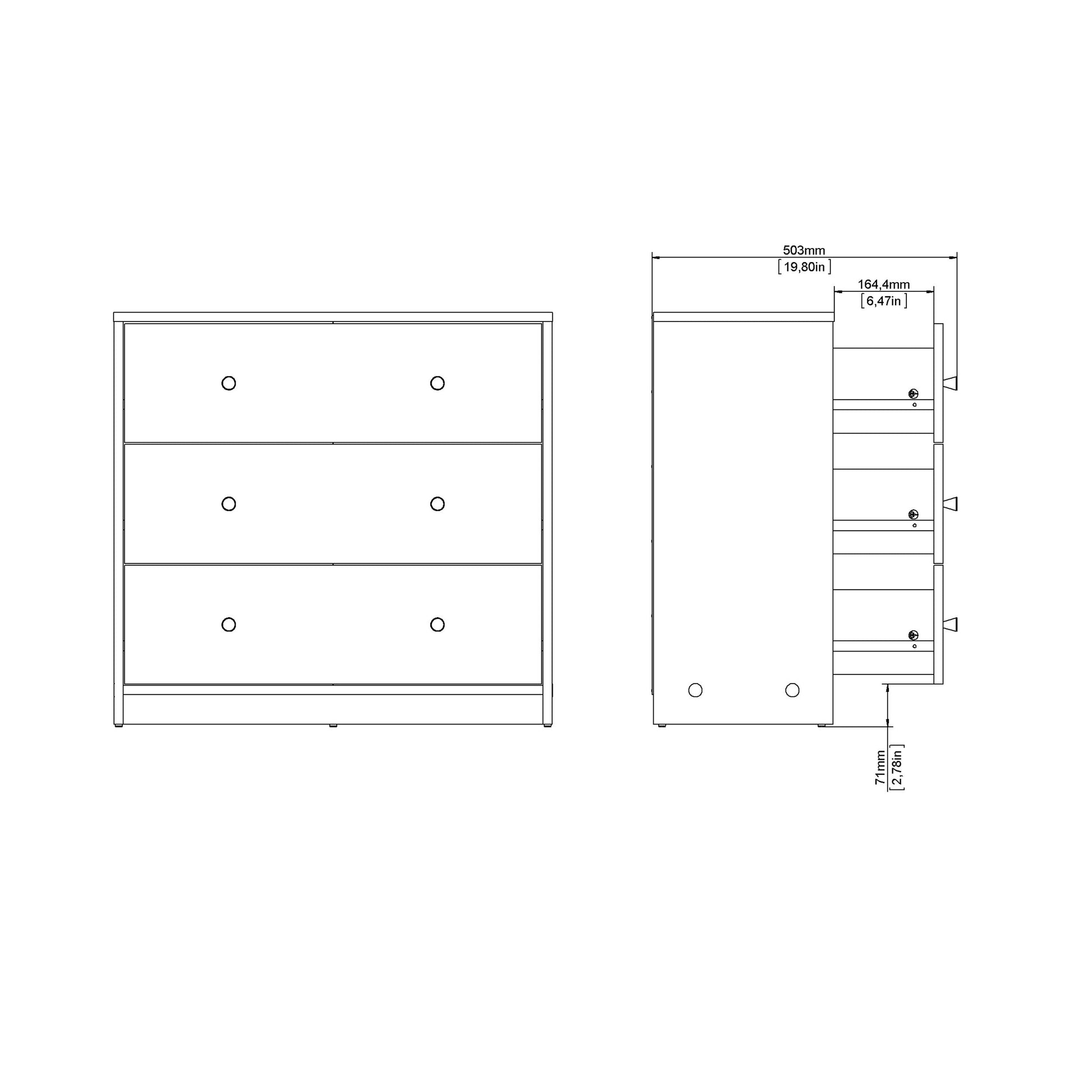 Cote | Furniture May Chest of Drawers, 3 Drawer - White May, Chest of Drawers 7087033249