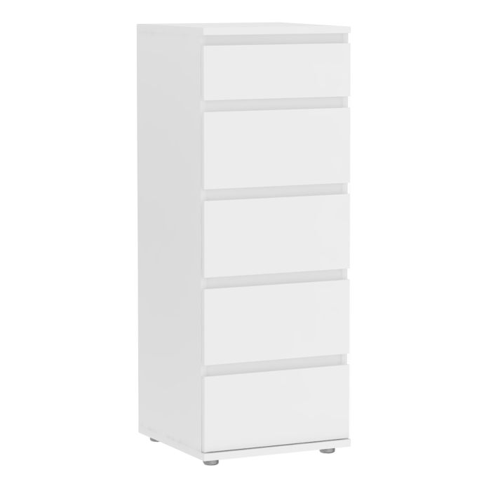 Cote | Furniture Nova Chest of Drawers, Narrow 5 Drawers - White Nova, Chest of Drawers 7097109649