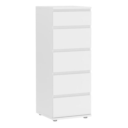 Cote | Furniture Nova Chest of Drawers, Narrow 5 Drawers - White Nova, Chest of Drawers 7097109649