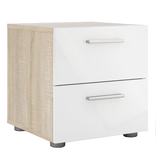 Cote | Furniture Pepe Bedside Table, 2 Drawers - Oak & White Pepe, Bedside Tables 71070070akuu